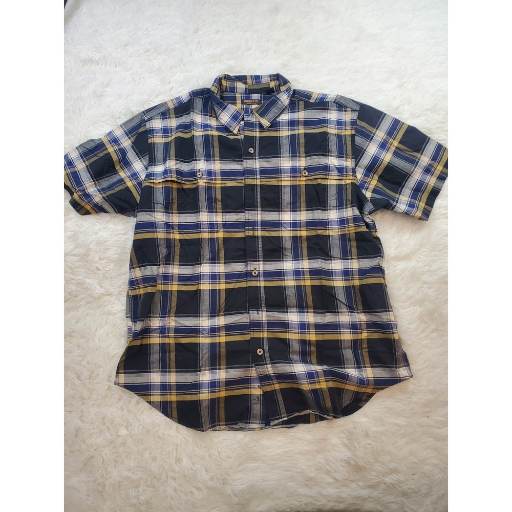 Ridgecut Shirt Mens Extra Large Blue Plaid Button Down‎ Work Tough Wear